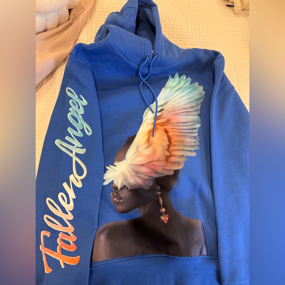 Blue Hoodie with Artistic Print